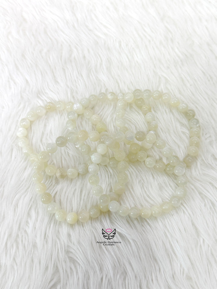 White Moonstone Bracelet 8mm Aaa