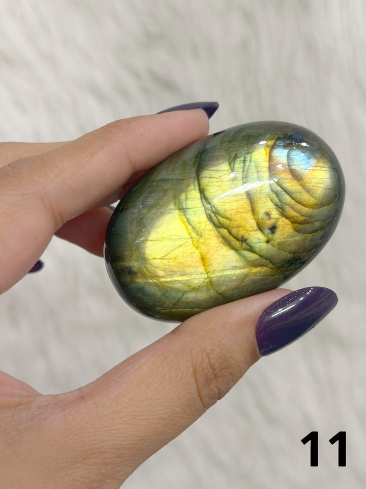 Labradorite Puffy Palm Stone For Intuition &amp; Protection