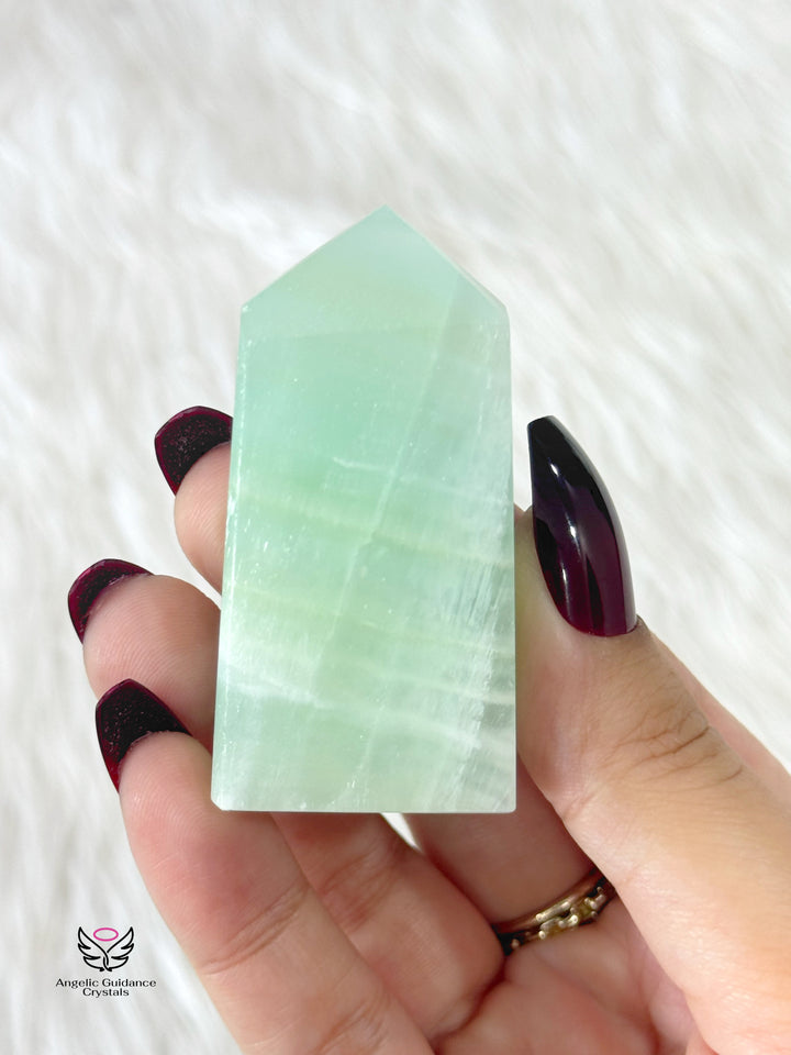 Pistachio Green Calcite Tower Medium