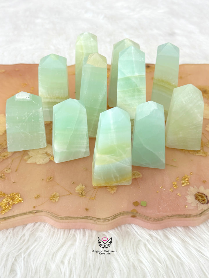 Pistachio Green Calcite Tower Medium