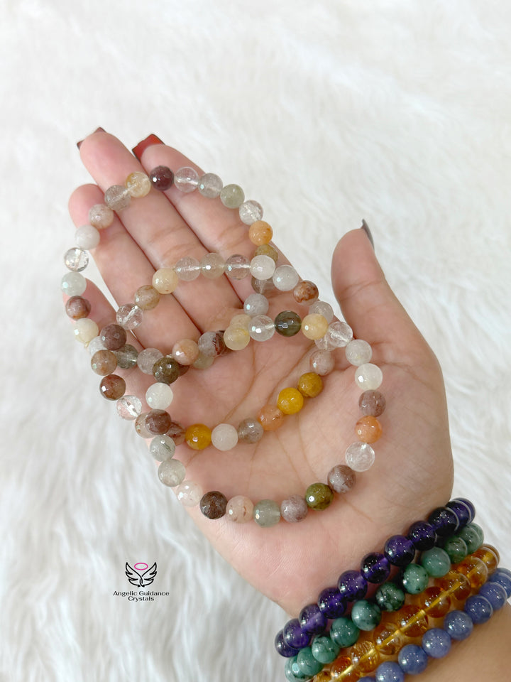 Rutilated Quartz Faceted 8mm Bracelet
