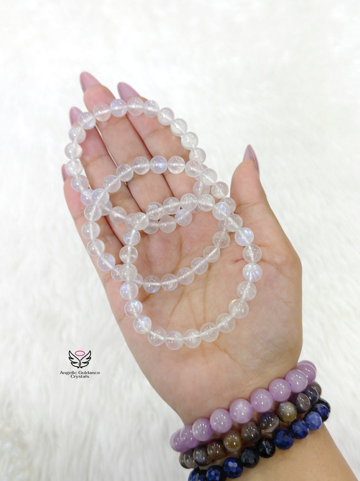 Rainbow Moonstone Bracelet 8mm Aaa