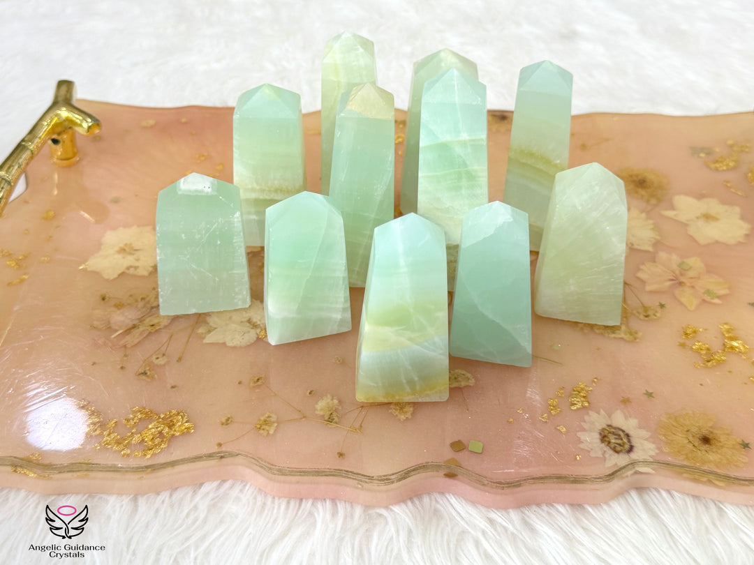 Pistachio Green Calcite Tower Medium