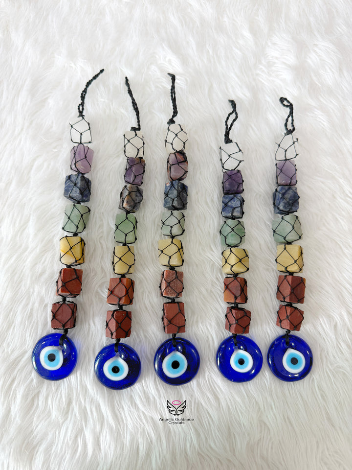 Seven Chakra Raw Stone Hanging For Peace &amp; Harmony