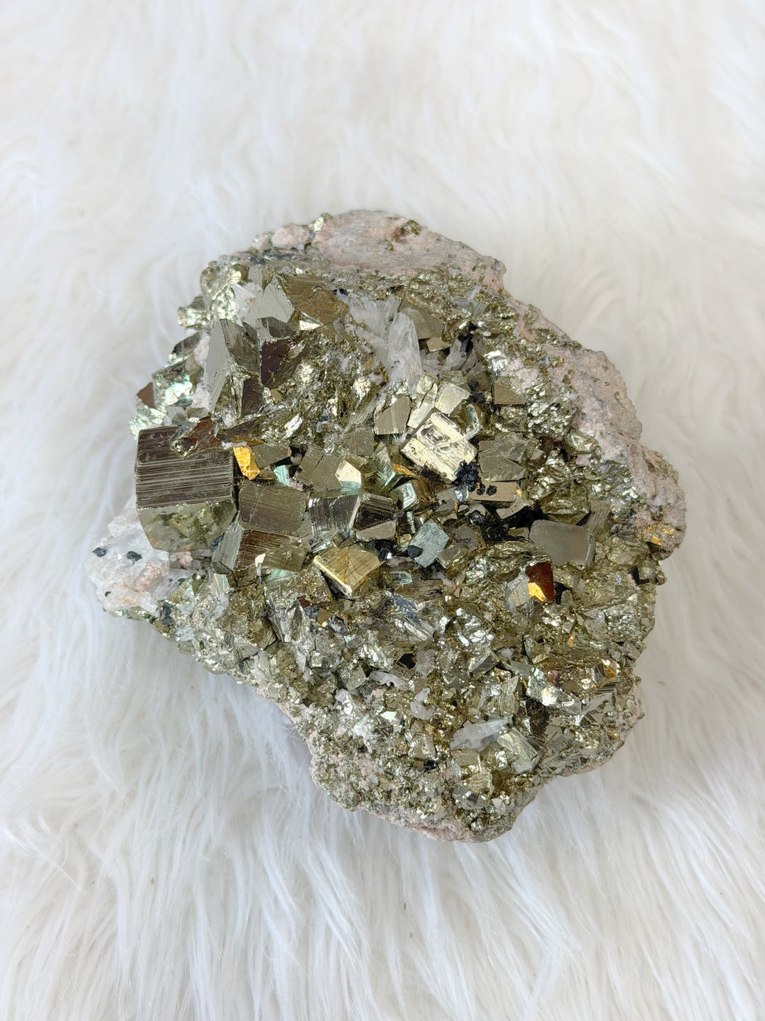 Pyrite Cubic Cluster With Quartz 11