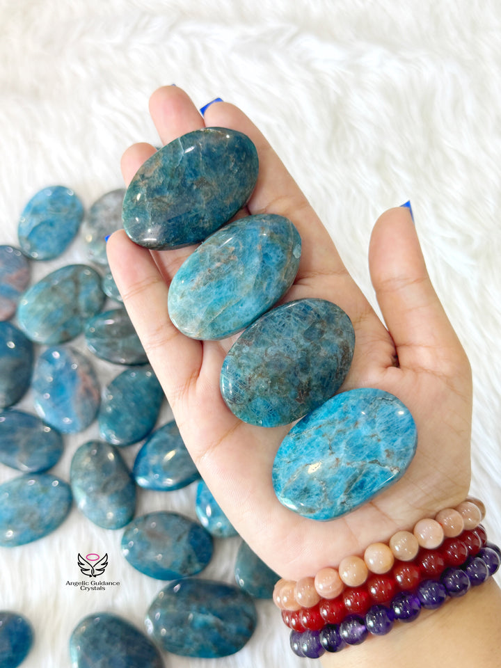 Blue Apatite Palmstone Medium