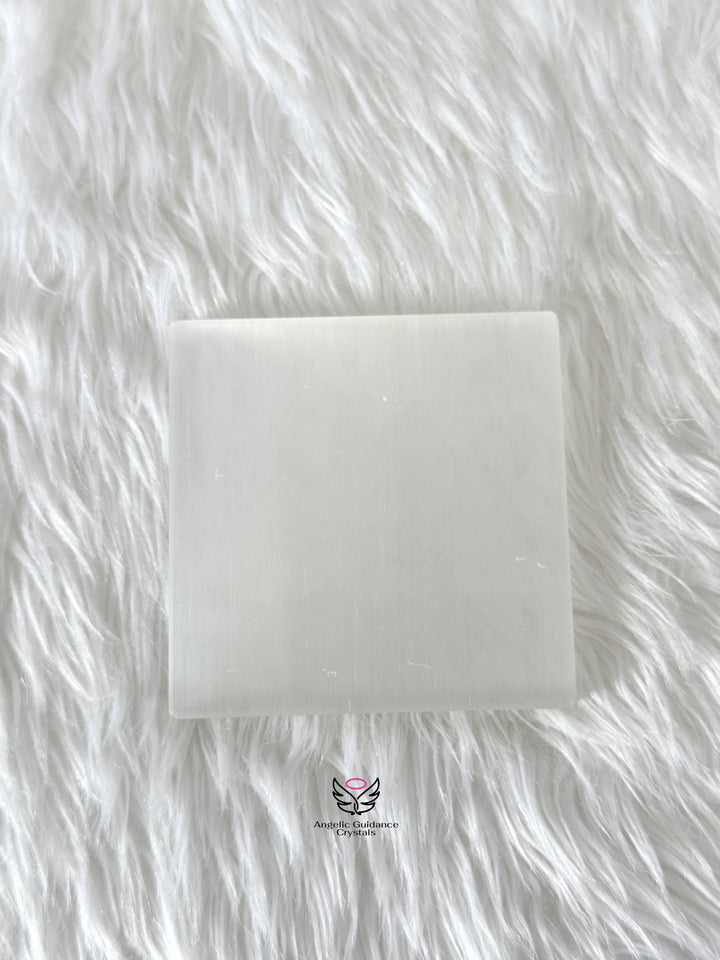 Selenite Square Coaster Medium