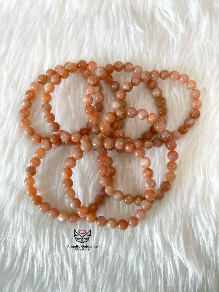 Peach Moonstone Round Bracelet