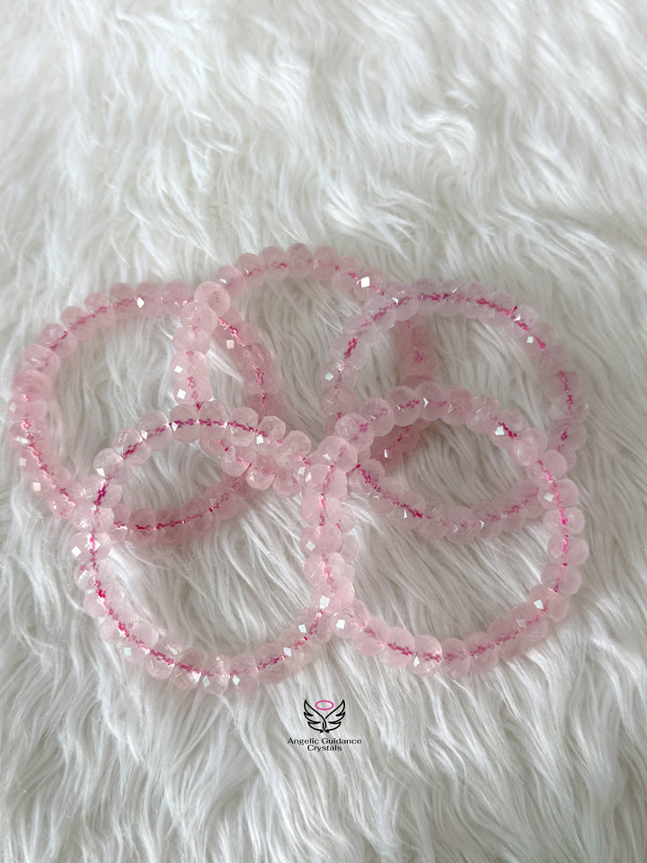 Rose Quartz Rondelle Bracelet 10mm