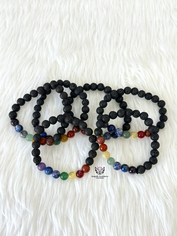 Seven chakra with lava Bracelet