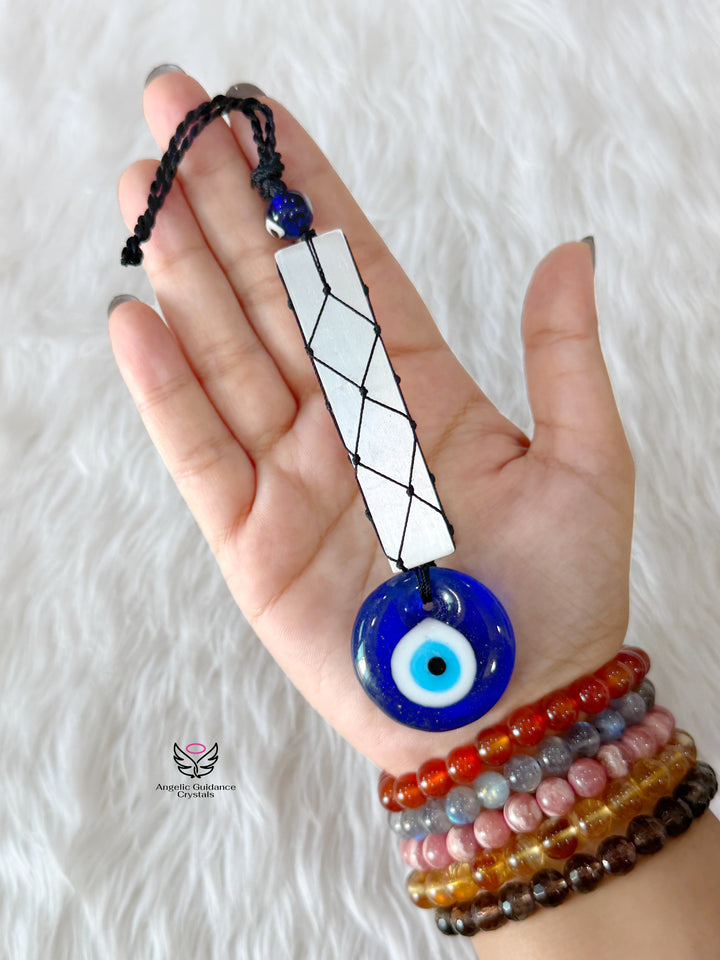 Selenite Evil Eye Hanging Medium For Protection