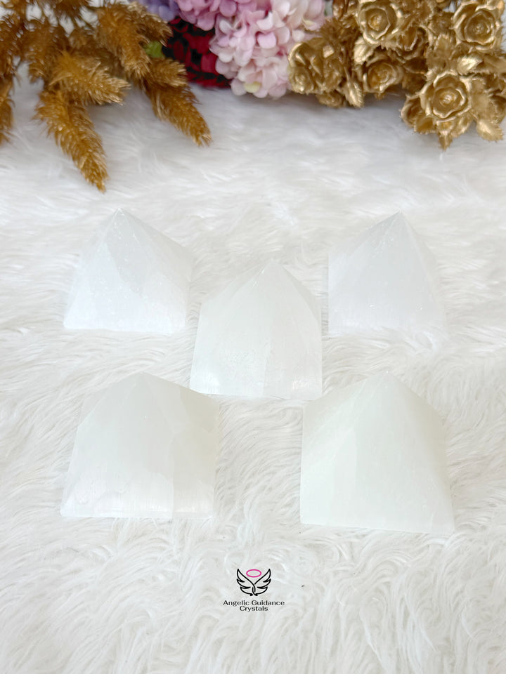 Selenite Medium Pyramid