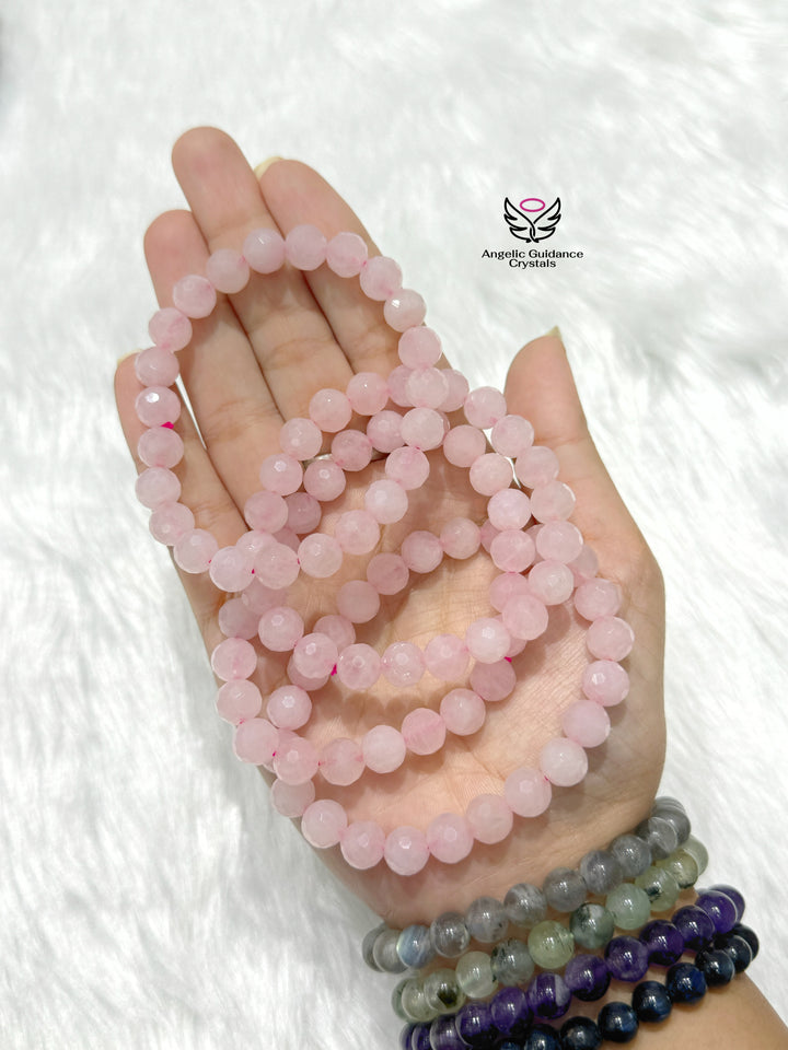 Rose Quartz Faceted Bracelet AAA