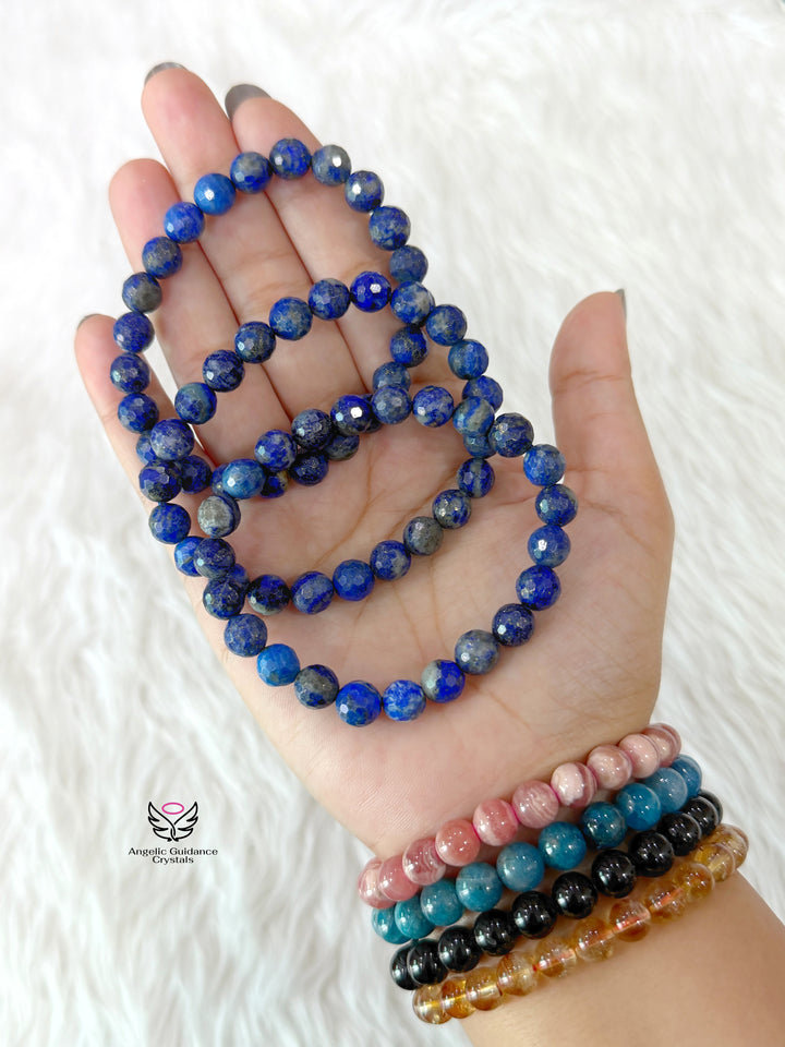 Lapis Lazuli Faceted Bracelet 8mm Aaa