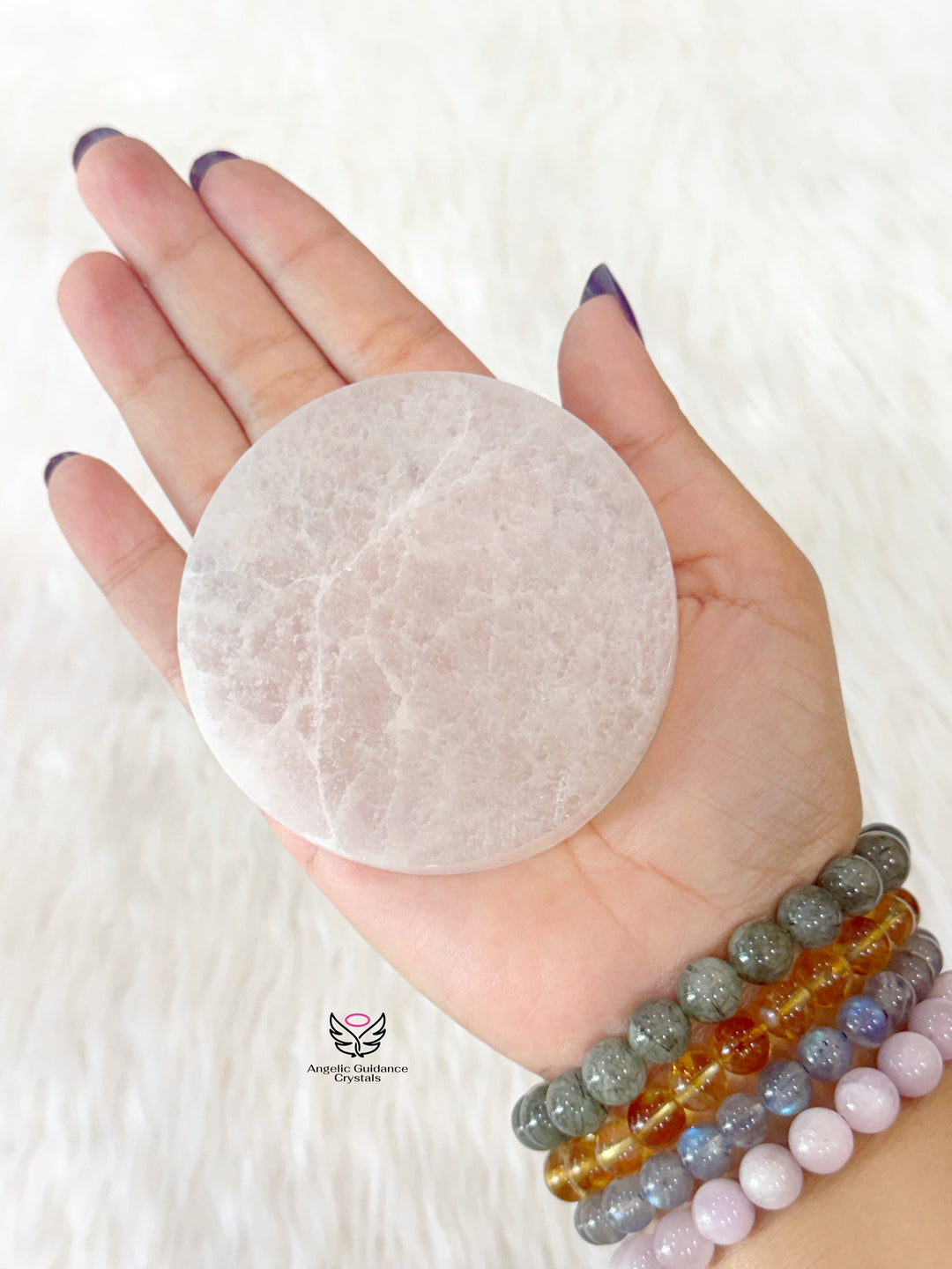 Selenite Round Plate Small