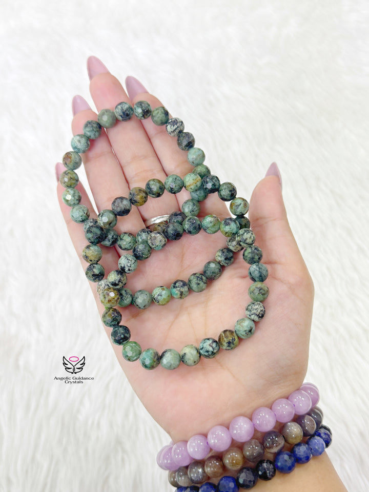 African Turquoise Faceted 8mm Bracelet