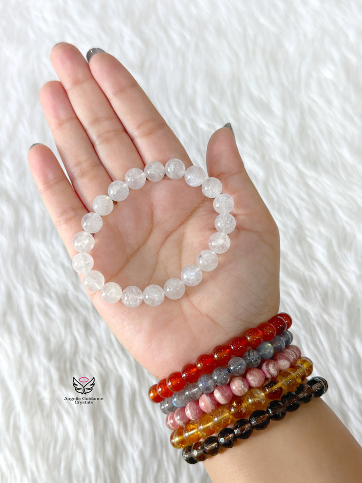 White Moonstone Bracelet 8mm Aaa