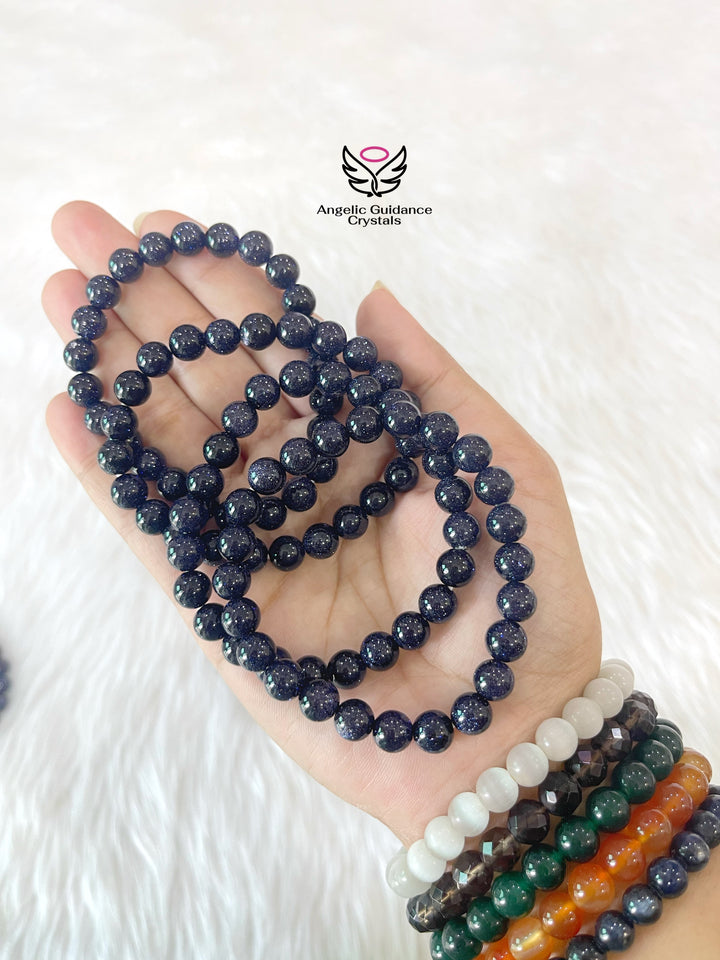 Blue Goldstone Round Bracelet