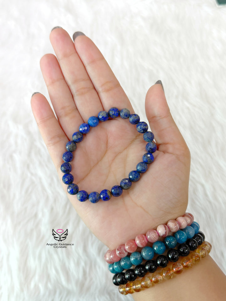 Lapis Lazuli Faceted Bracelet 8mm Aaa