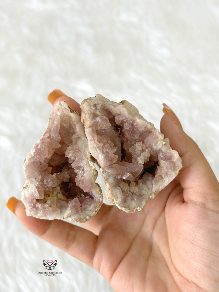 Pink Amethyst Geode Pair