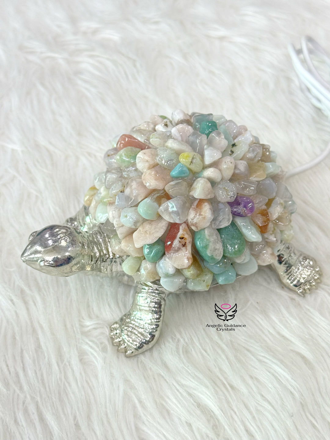 Flower Agate Tortoise Lamp