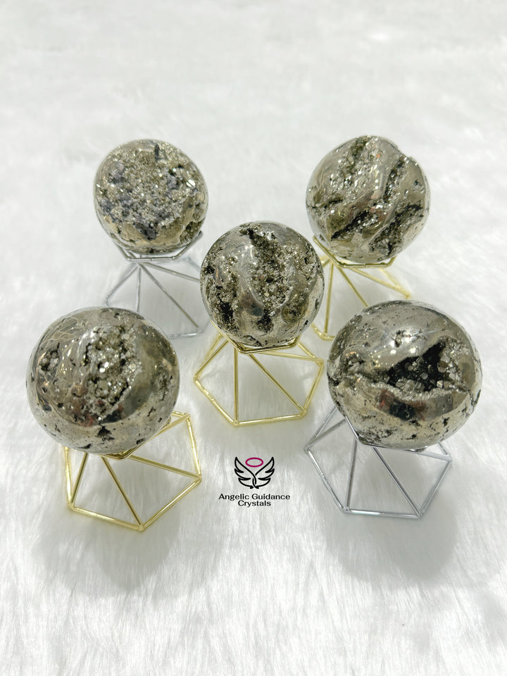 Pyrite Cluster Sphere Medium