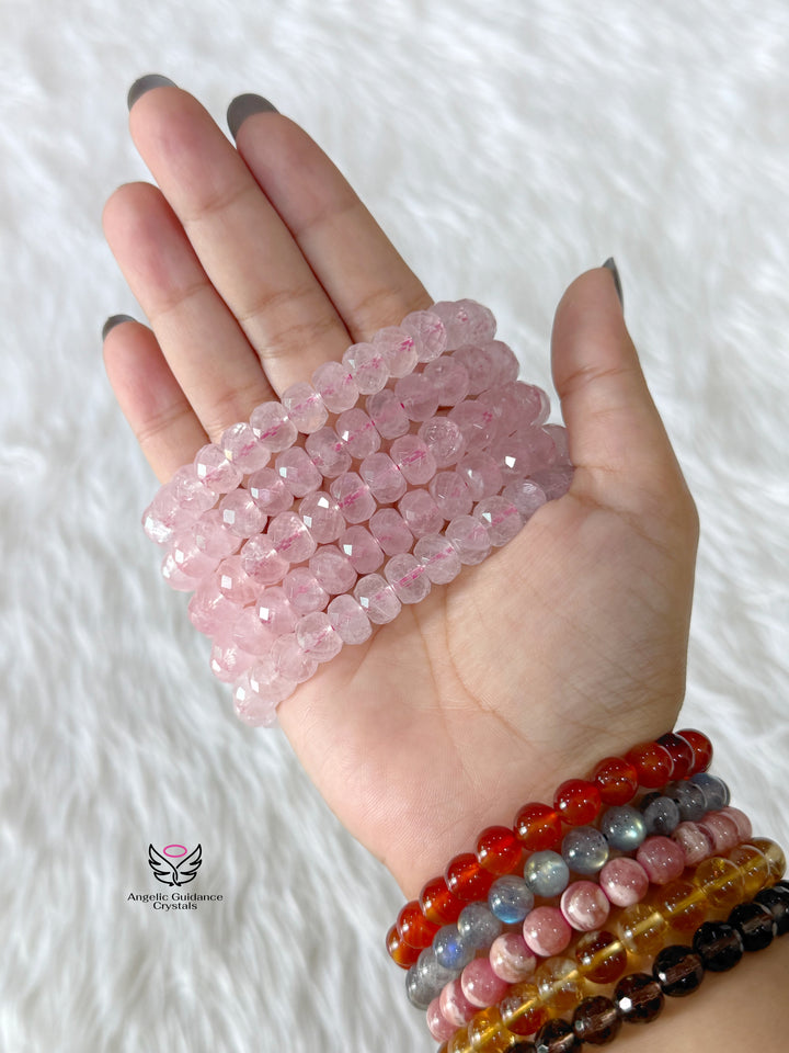 Rose Quartz Rondelle Bracelet 10mm
