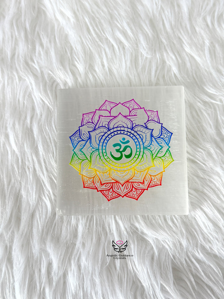 Selenite Om Coaster