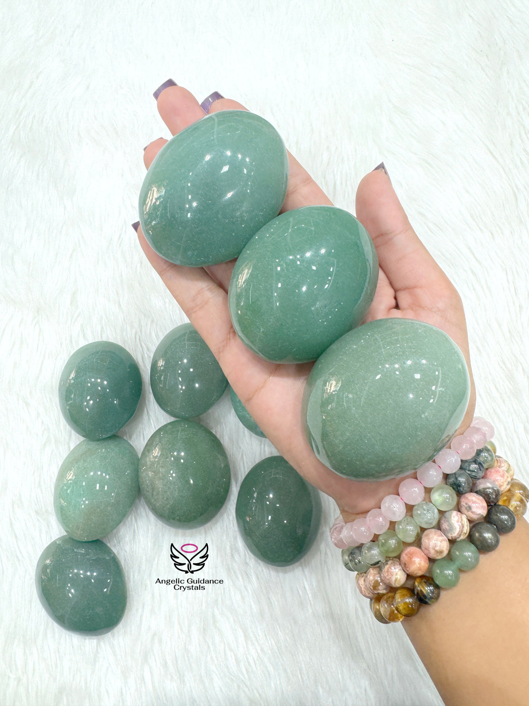 Green Aventurine Palm Stone AAA