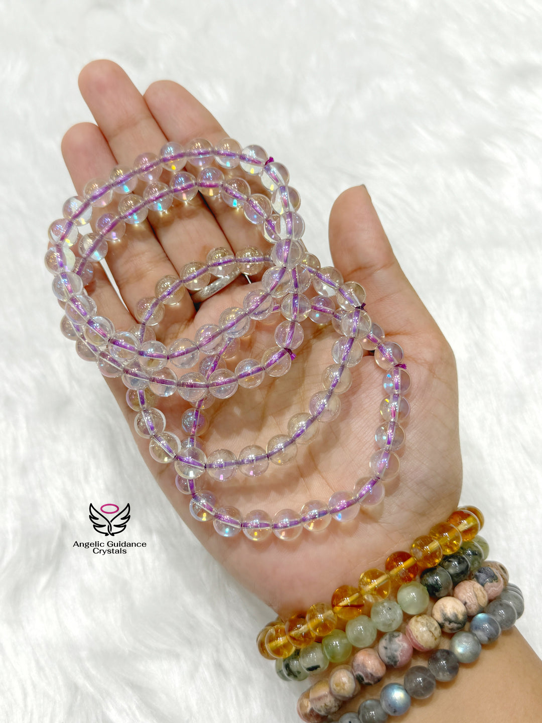 Aura Quartz Round Bracelet AAA