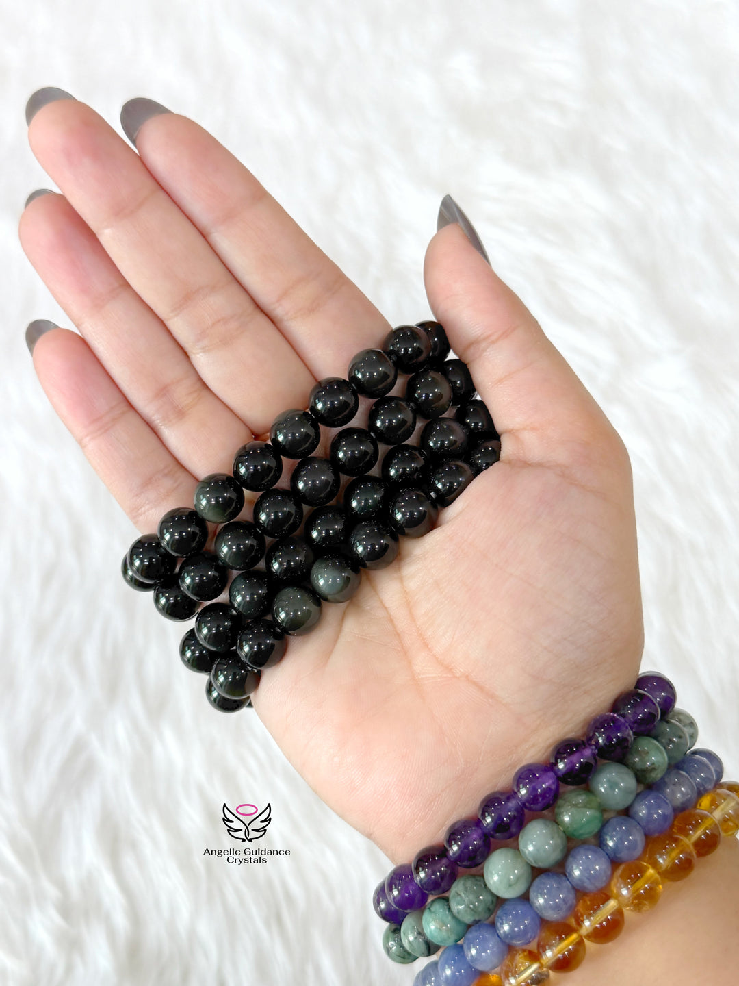 Black Rainbow Obsidian 10mm Bracelet