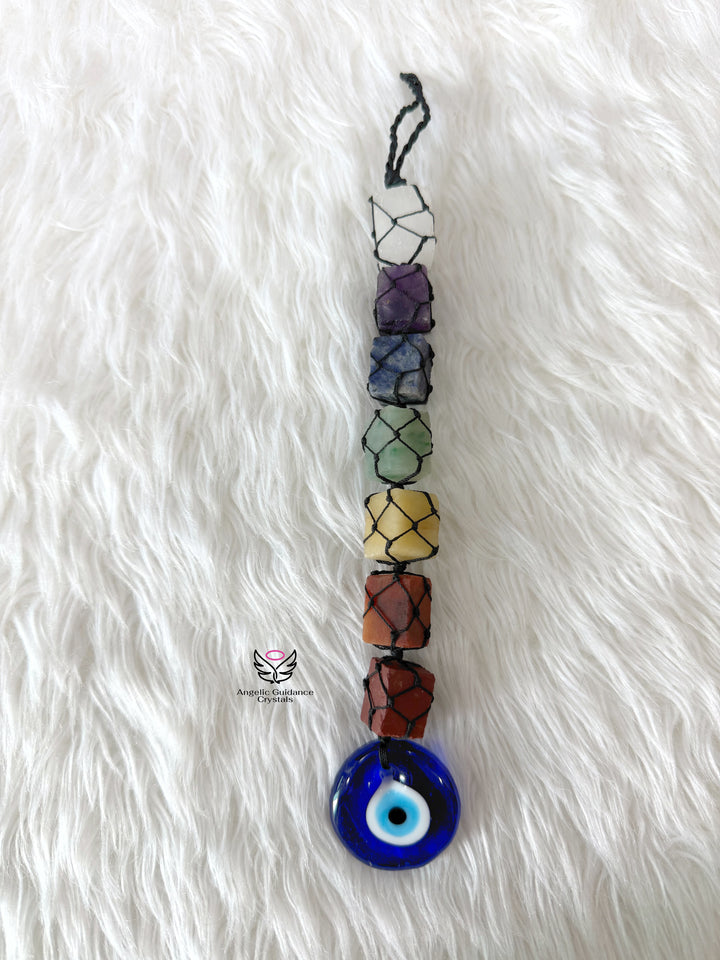 Seven Chakra Raw Stone Hanging For Peace &amp; Harmony