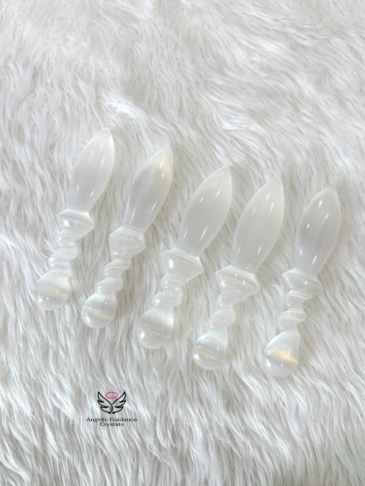 Selenite Cord Cutting Dagger AAA