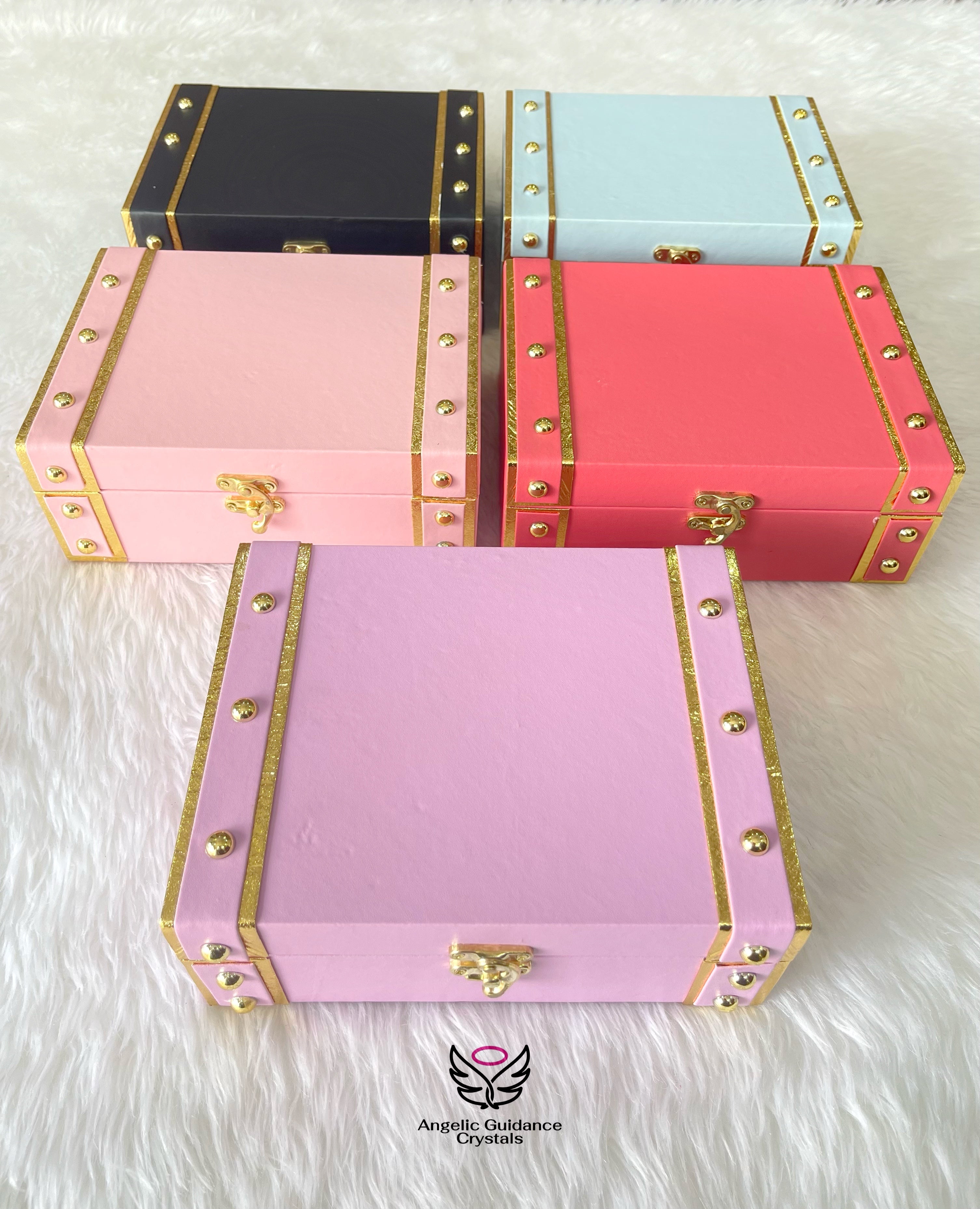 Luxury Leather trunk Box – Angelic Guidance Crystals