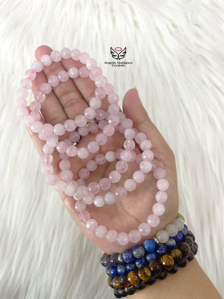 Rose Quartz Faceted Bracelet AA