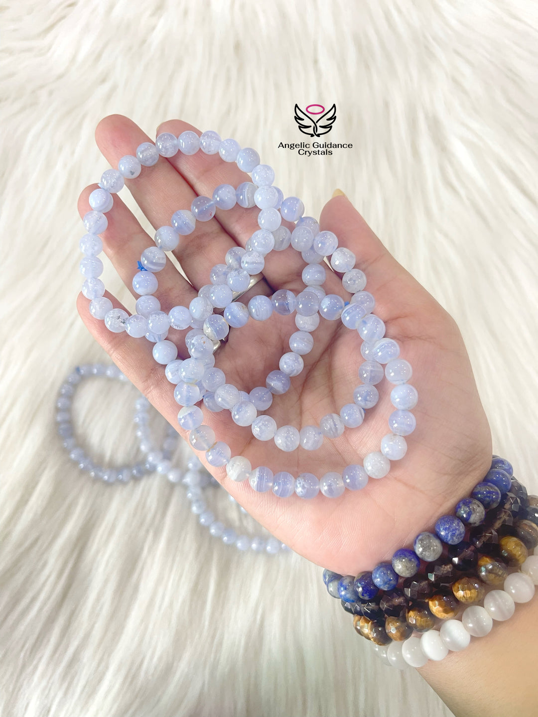 Blue Lace Agate Round Bracelet AAA