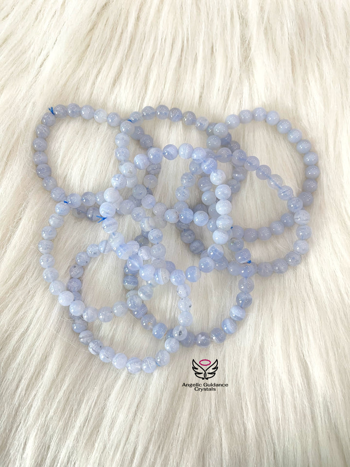 Blue Lace Agate Round Bracelet AAA