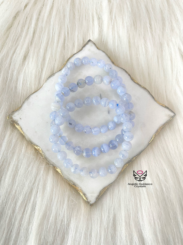 Blue Lace Agate Round Bracelet AAA