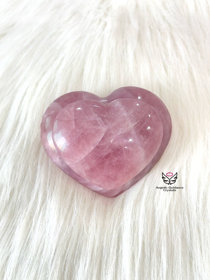 Rose Quartz Twin Heart Large