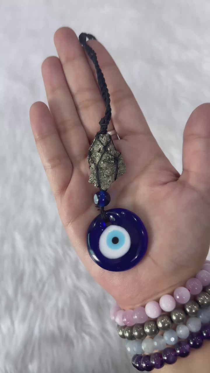 Pyrite Evil Eye Hanging
