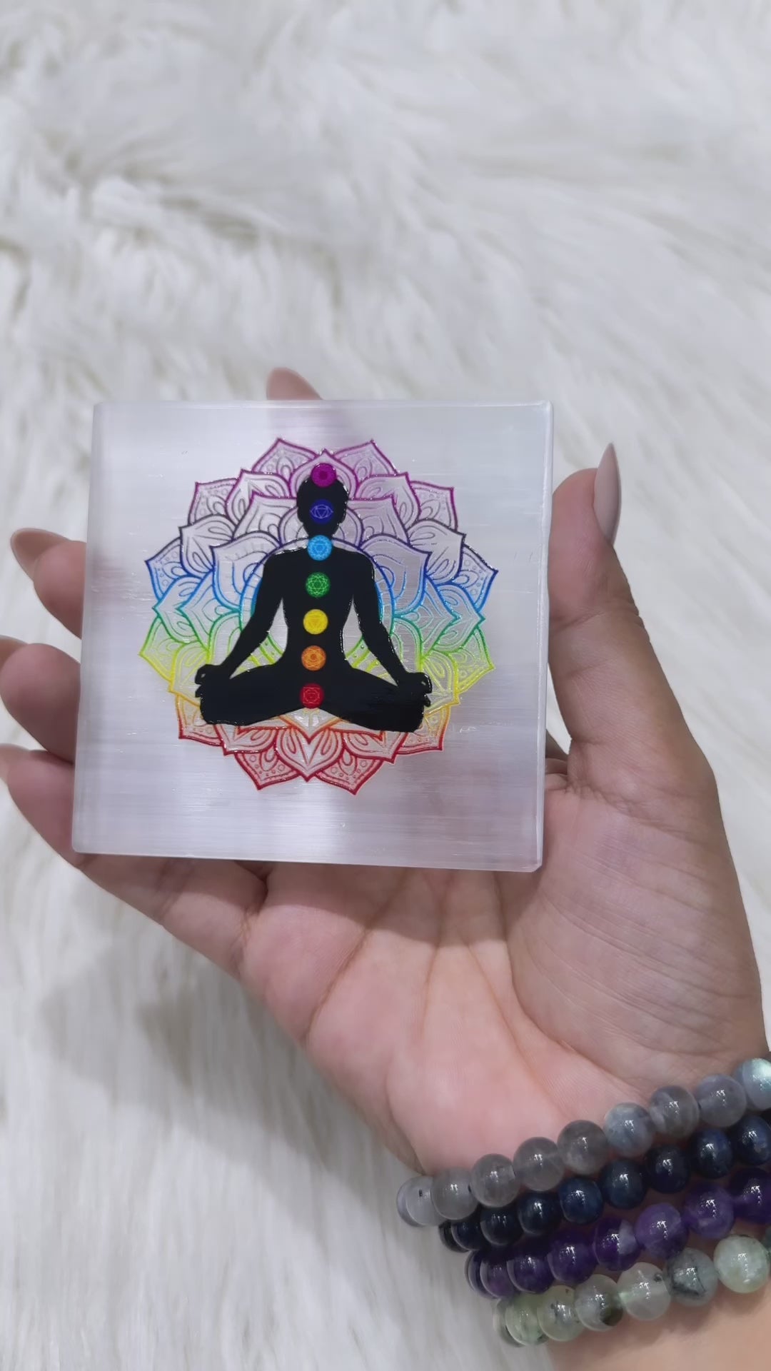 Selenite Seven Chakra Coaster Medium