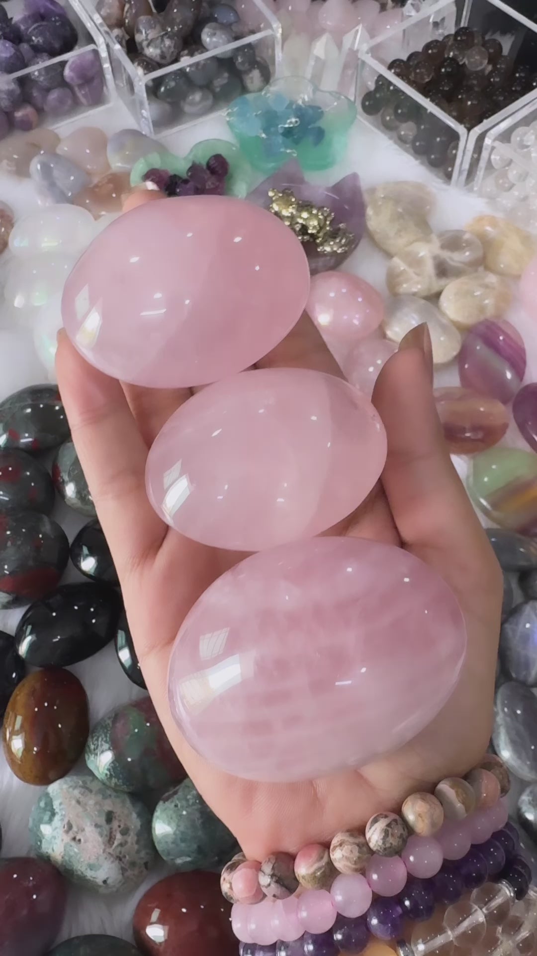 Rose Quartz Palm Stone Large AAA