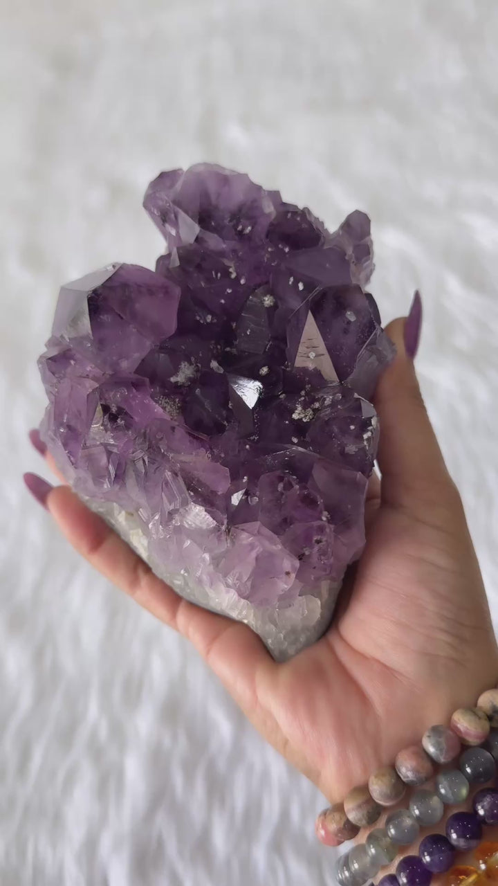 Amethyst Cacoxenite With Calcite Cluster