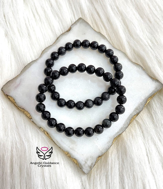 Black Obsidian Round Bracelet