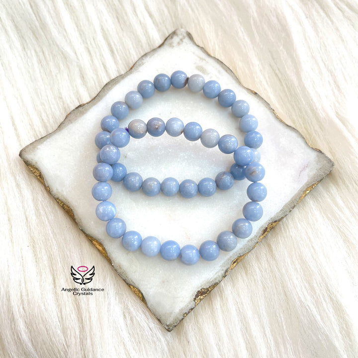 Angelite Natural Round Bracelet