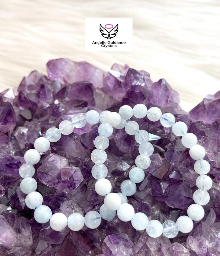 Aquamarine Cloudy Round Bracelet AA