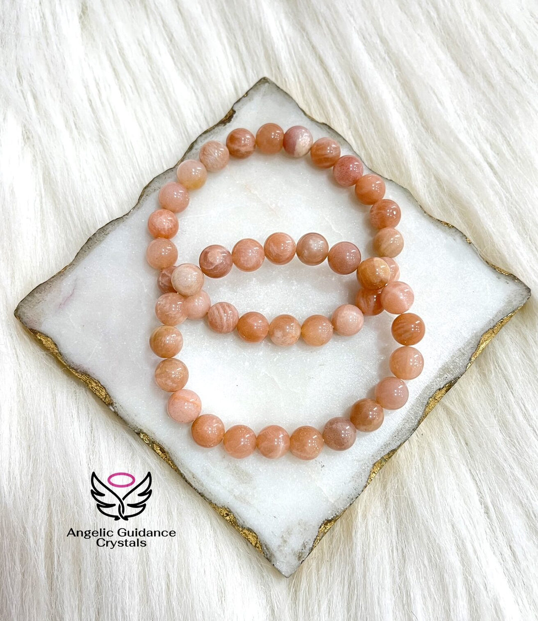 Peach Moonstone Round Bracelet