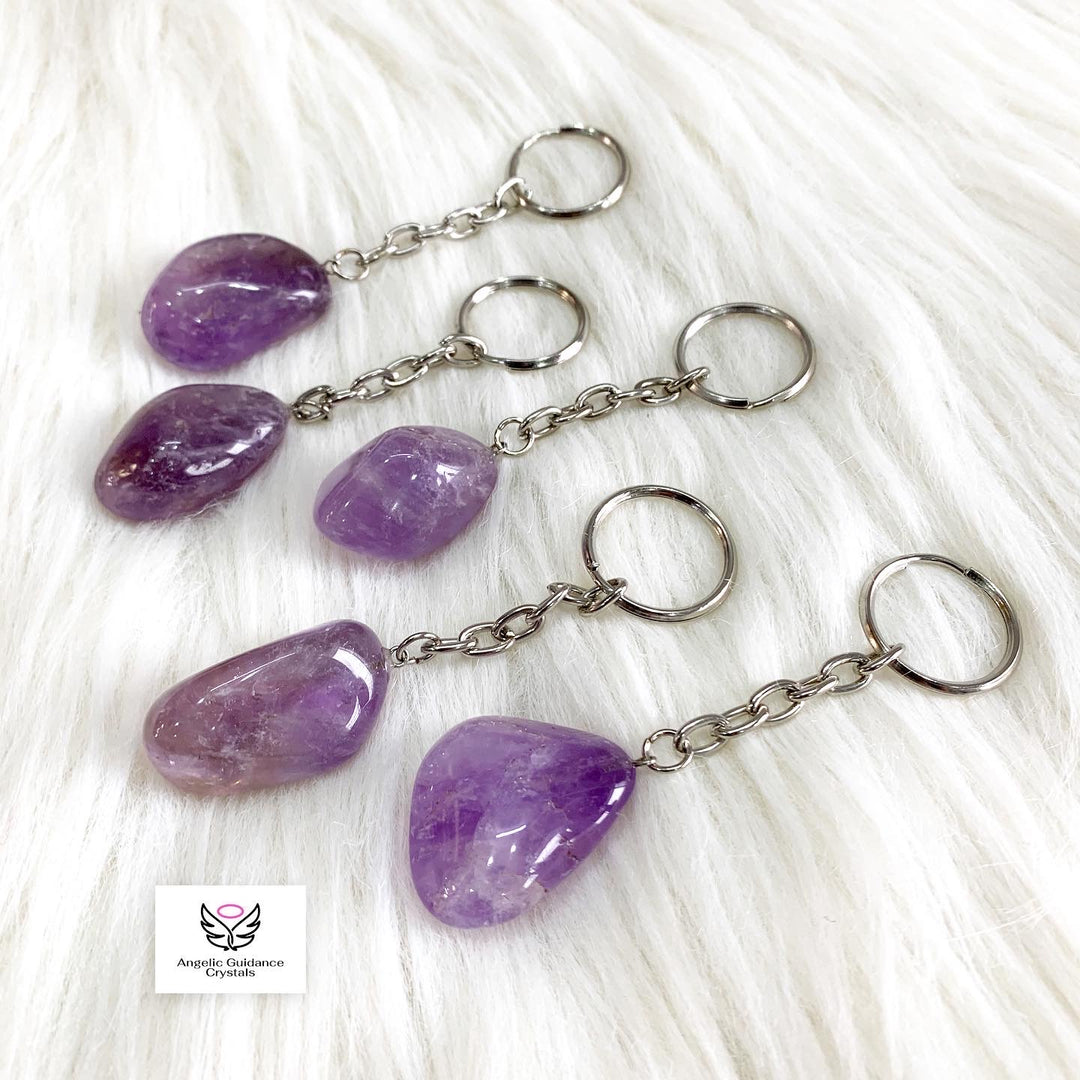 Amethyst Natural Tumble Keychain