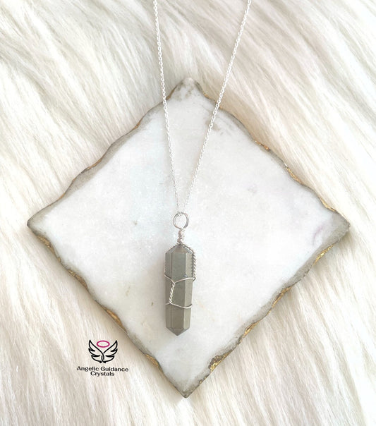 Pyrite Wire Wrapped Silver Chain Necklace
