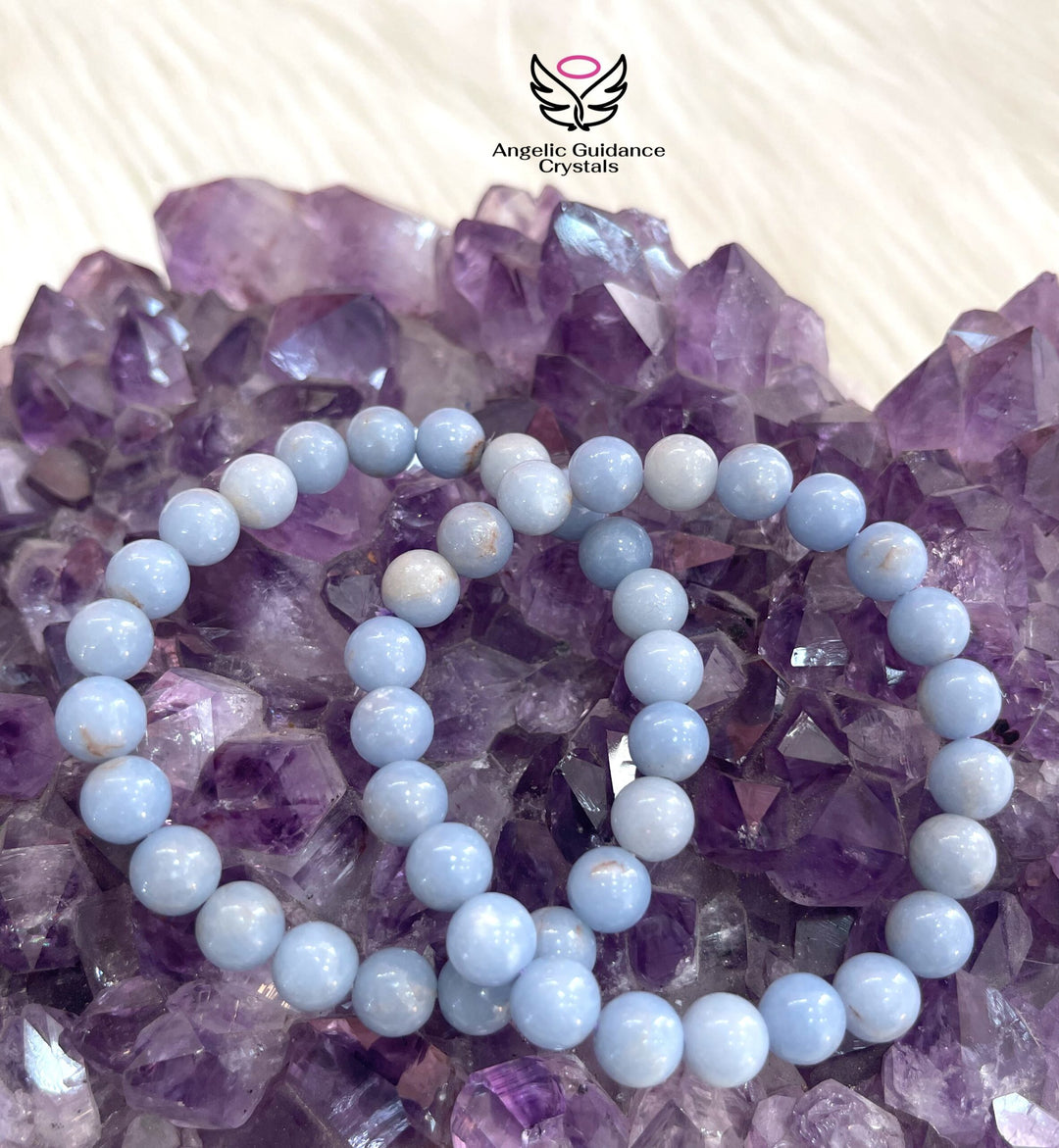 Angelite Natural Round Bracelet